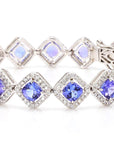 11.04 Carat Tanzanite and Diamond Bracelet in 18K Gold