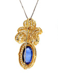 Vintage 32ct Sapphire Brooch with Diamonds in 18k Gold