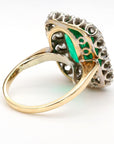 AGL Certified Columbian Square-Cut Emerald and Diamond Halo Ring