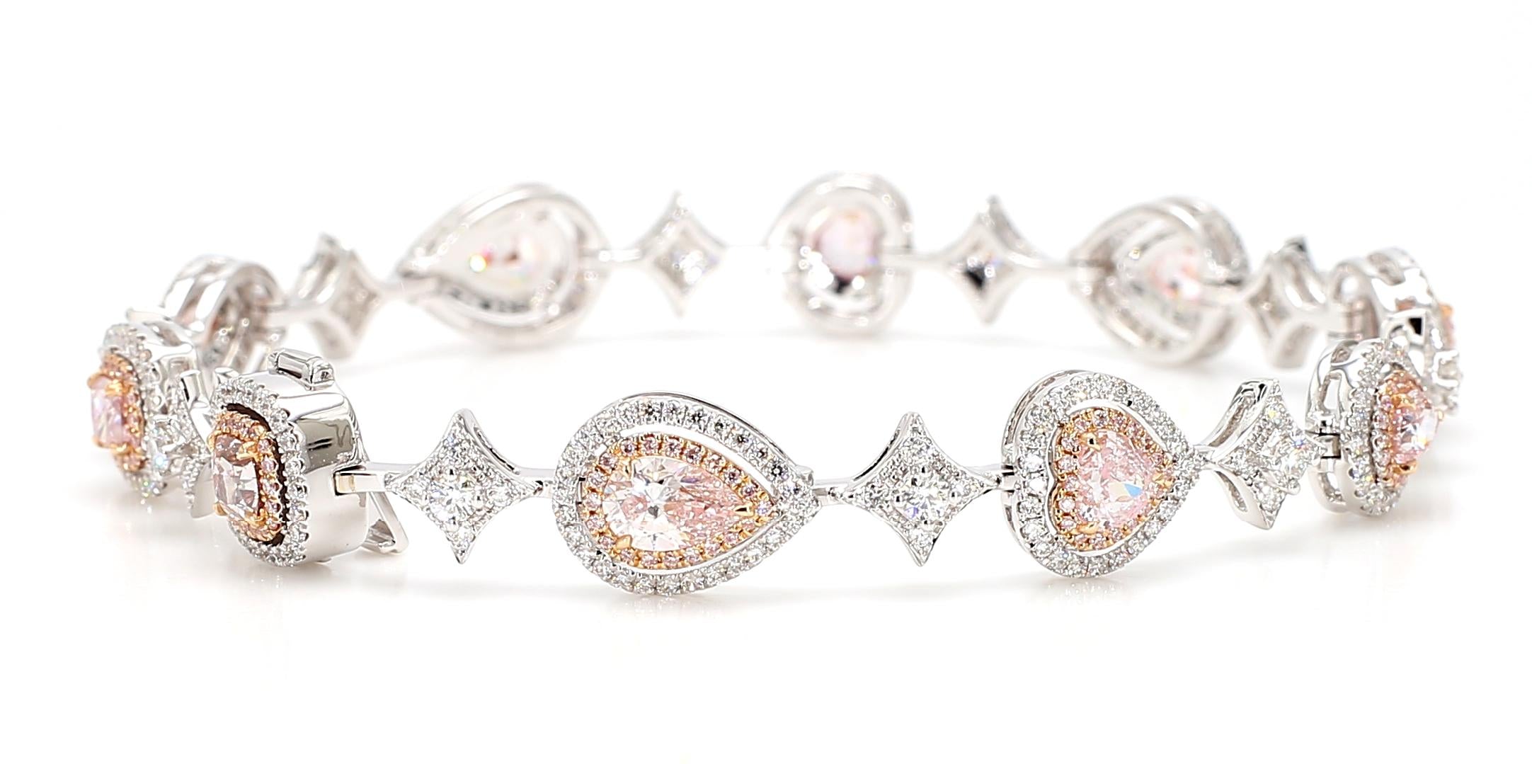 GIA Certifies Natural Fancy Pink Color Diamond Bracelet