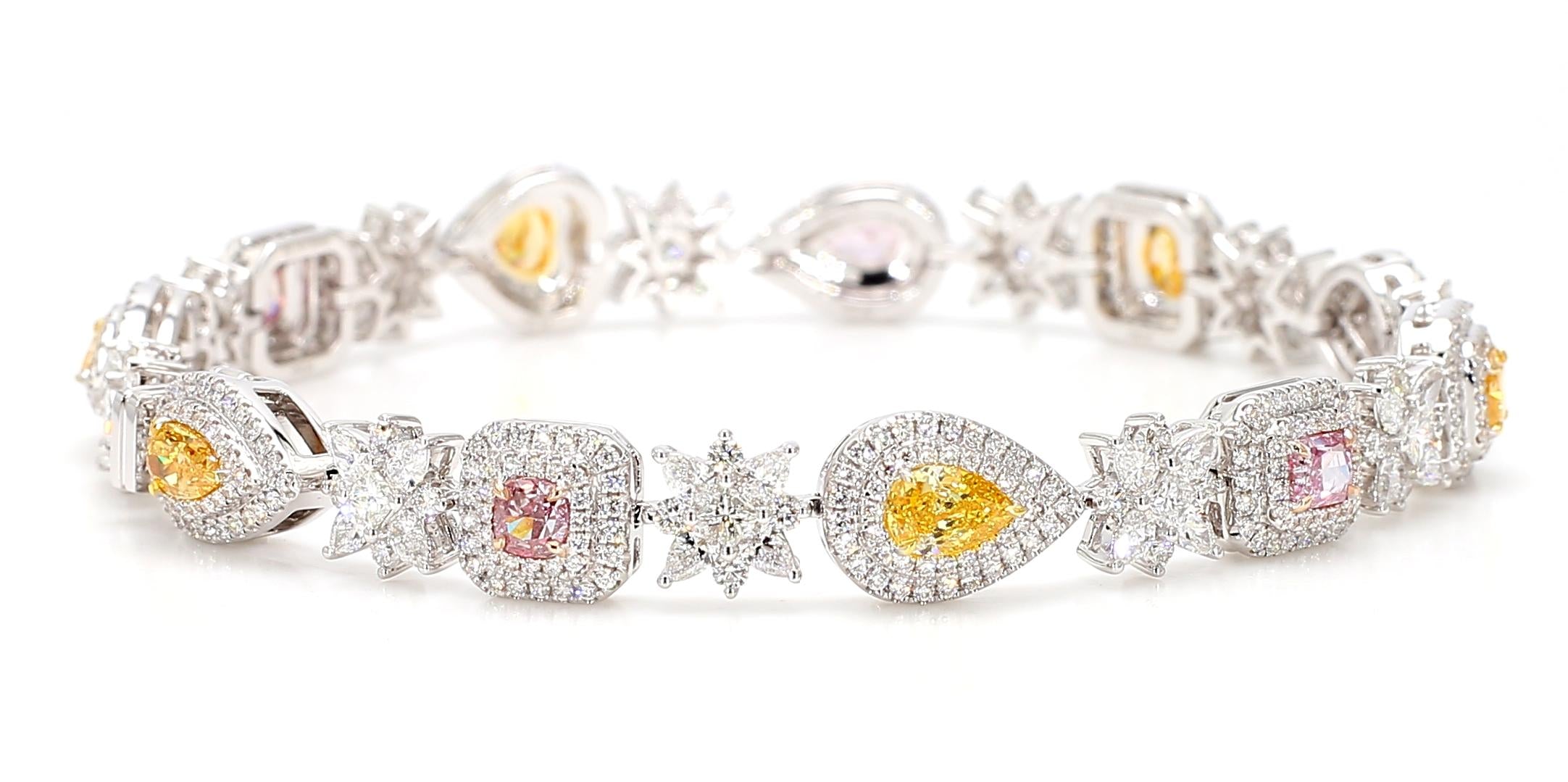 GIA Certified Natural Fancy Orange and Pink Diamond Bracelet