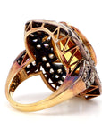 Antique 18k Gold Ring with 12.9ct Citrine and 1.4ct Diamonds