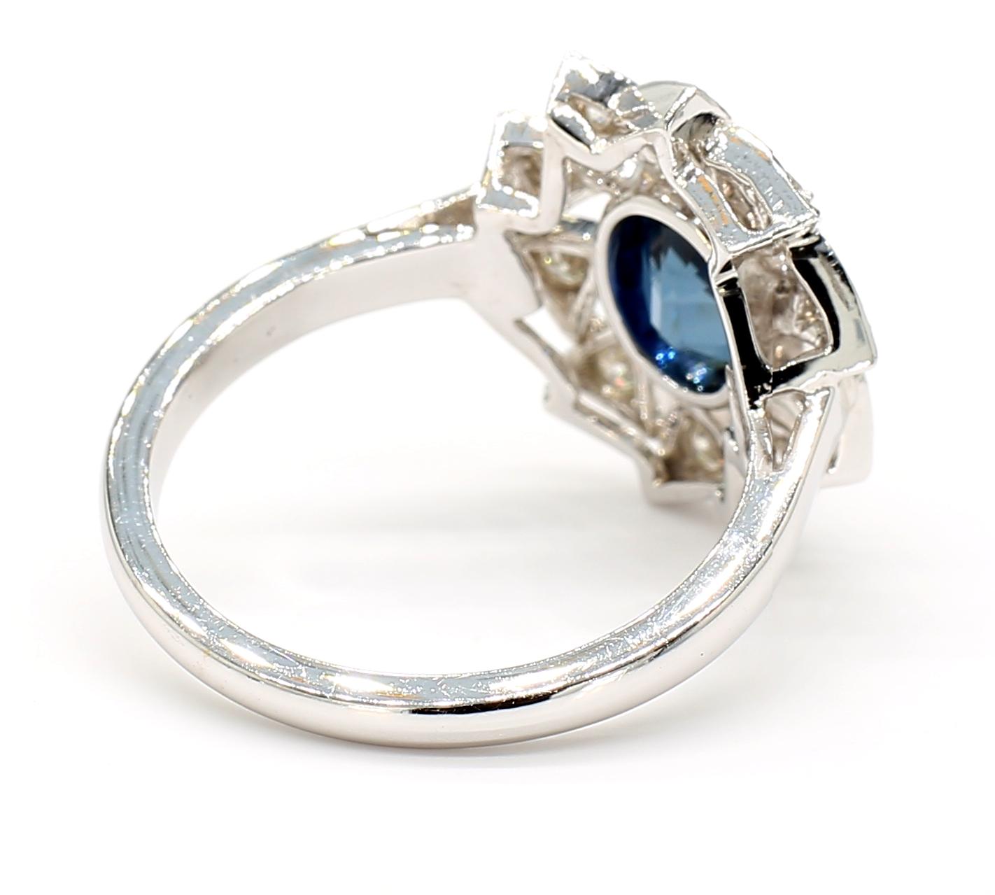 Blue Sapphire and Diamond Ring