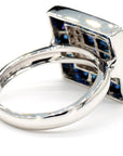 Blue Sapphire Diamond Sqaure Ring
