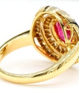 Ruby and Diamond Halo 18K Gold Ring