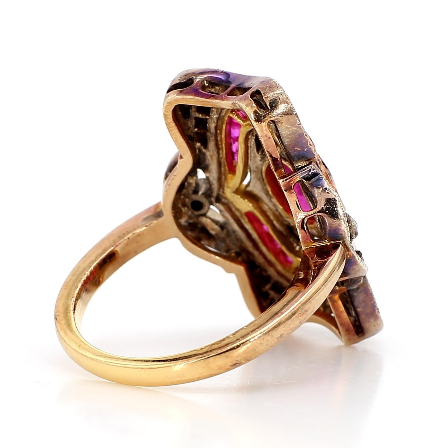 Ruby and Diamond Victorian Ring