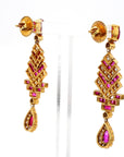 4 Carat Ruby and 3 Carat Diamond Art Deco Style 14K Earrings