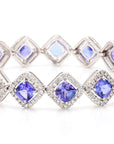 11.04 Carat Tanzanite and Diamond Bracelet in 18K Gold