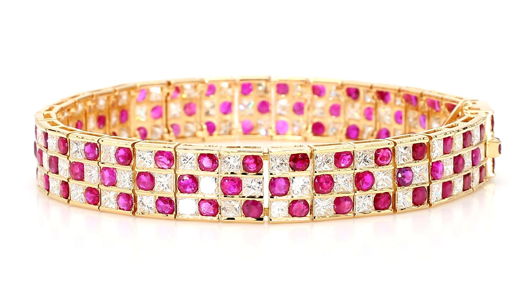 9.27 Natural Burmese Rubies and 9.11 Diamond Bracelet