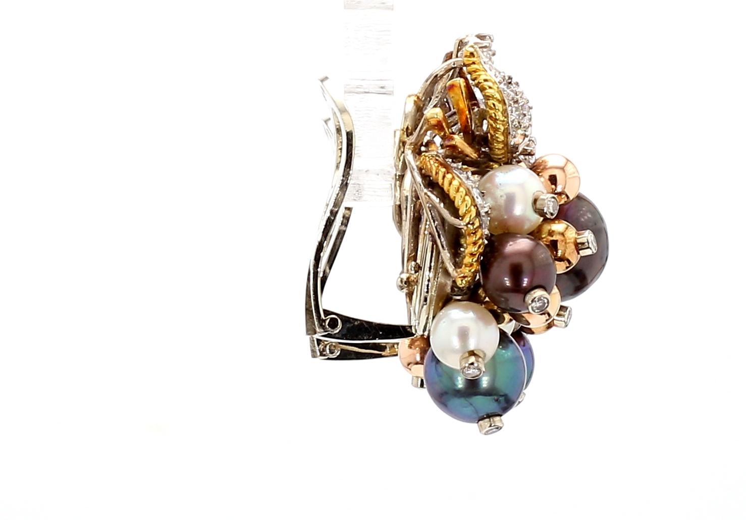Multicolored Pearl Austrian Art Deco Pearl Earing