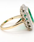 AGL Certified Columbian Square-Cut Emerald and Diamond Halo Ring