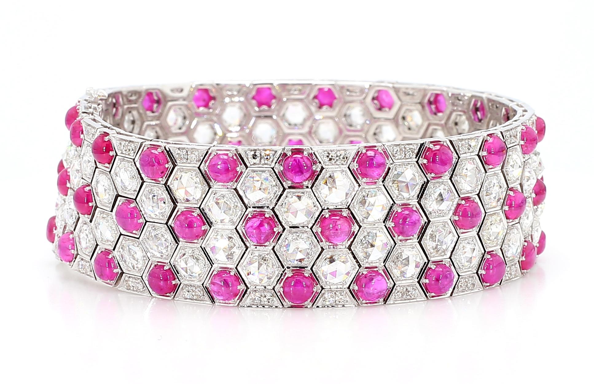 17.7ct Rubies &amp; 11.26ct Diamonds Honeycomb Design