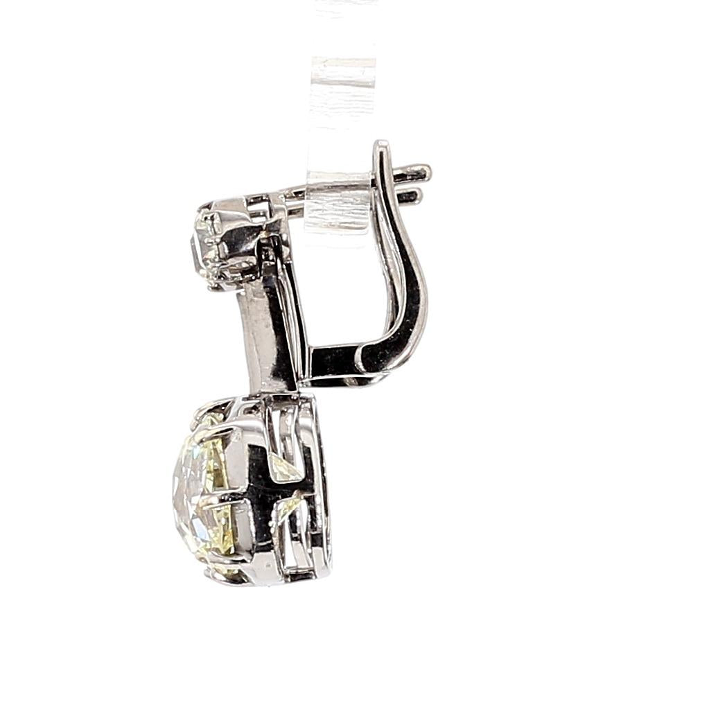 Platinum Earrings with 8.53ct Old Mine-Cut Diamonds VS2 Clarity
