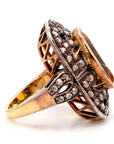 Antique 18k Gold Ring with 12.9ct Citrine and 1.4ct Diamonds