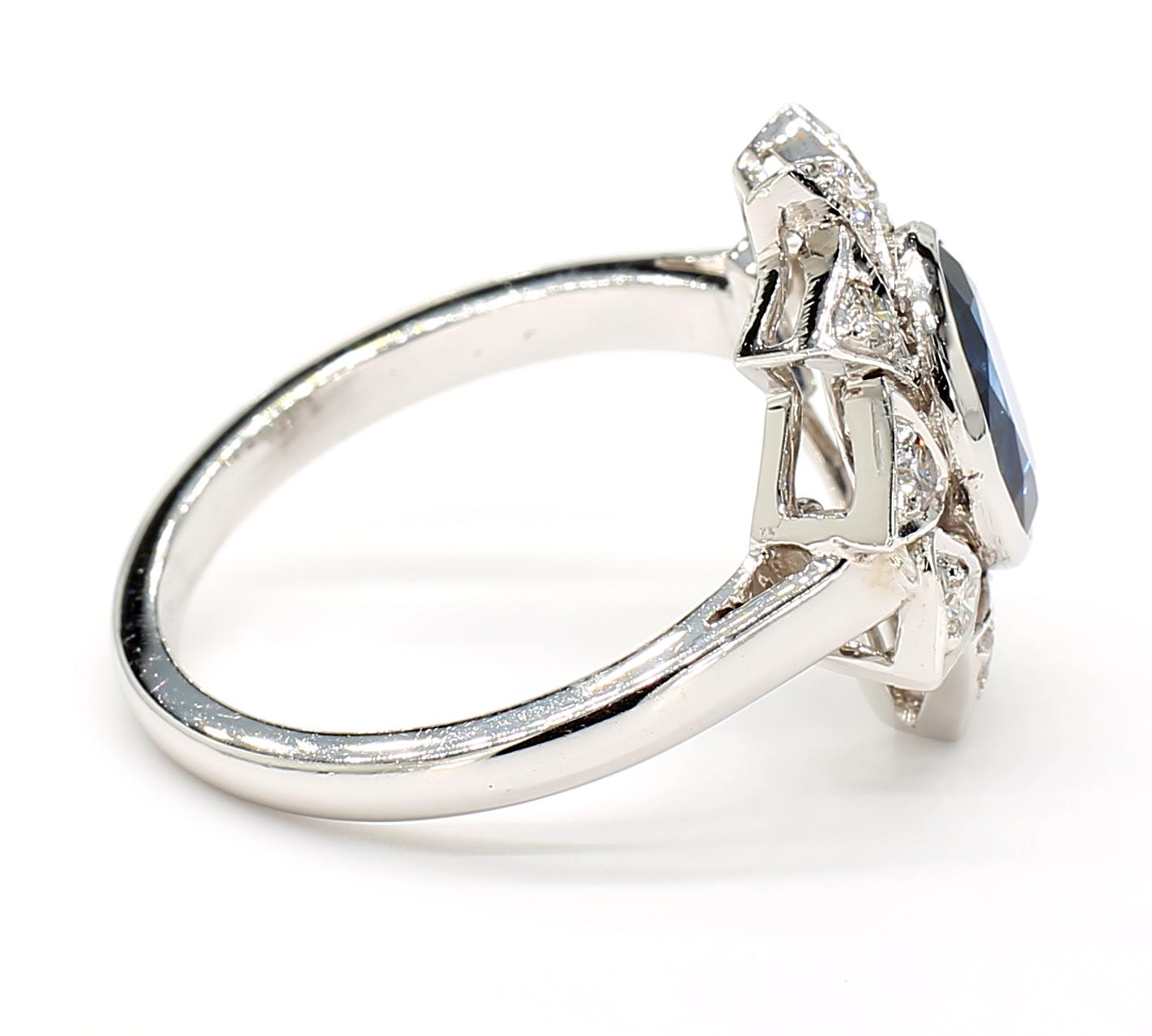 Blue Sapphire and Diamond Ring