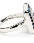 Blue Sapphire Diamond Sqaure Ring