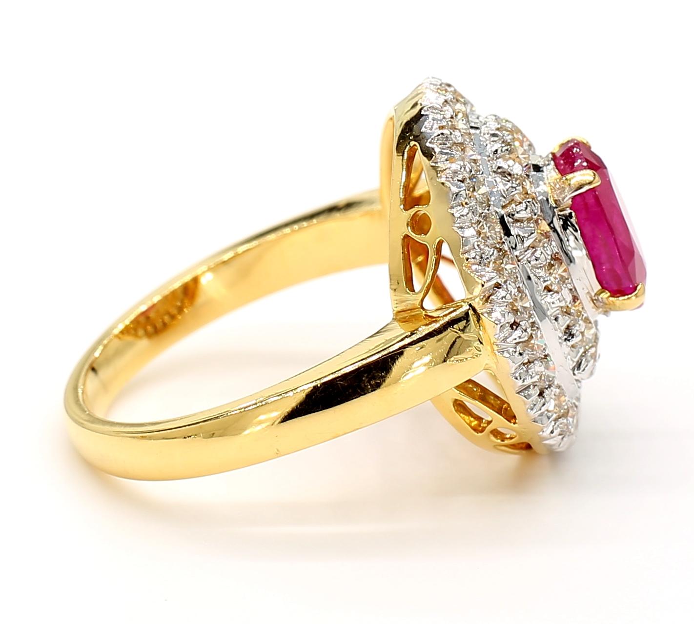 Ruby and Diamond Halo Ring