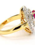 Ruby and Diamond Halo Ring