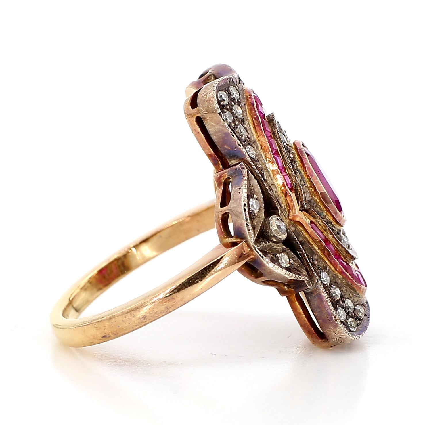 Ruby and Diamond Victorian Ring