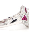 GIA Certified 2.56 Carat Diamond and 1.15 Carat Ruby Art Deco Platinum Ring