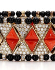 Coral Diamond Black Onyx Bracelet