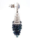 1.40 Carat Blue Sapphire and 8.4 Carat Diamond Cluster Drop Earrings in 18K Gold