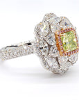 GIA Certified 3.74 Carat Fancy Green-Yellow Diamond Ring in 18K Gold