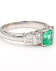 Platinum Ring with 0.55ct Emerald and 0.38ct Diamond