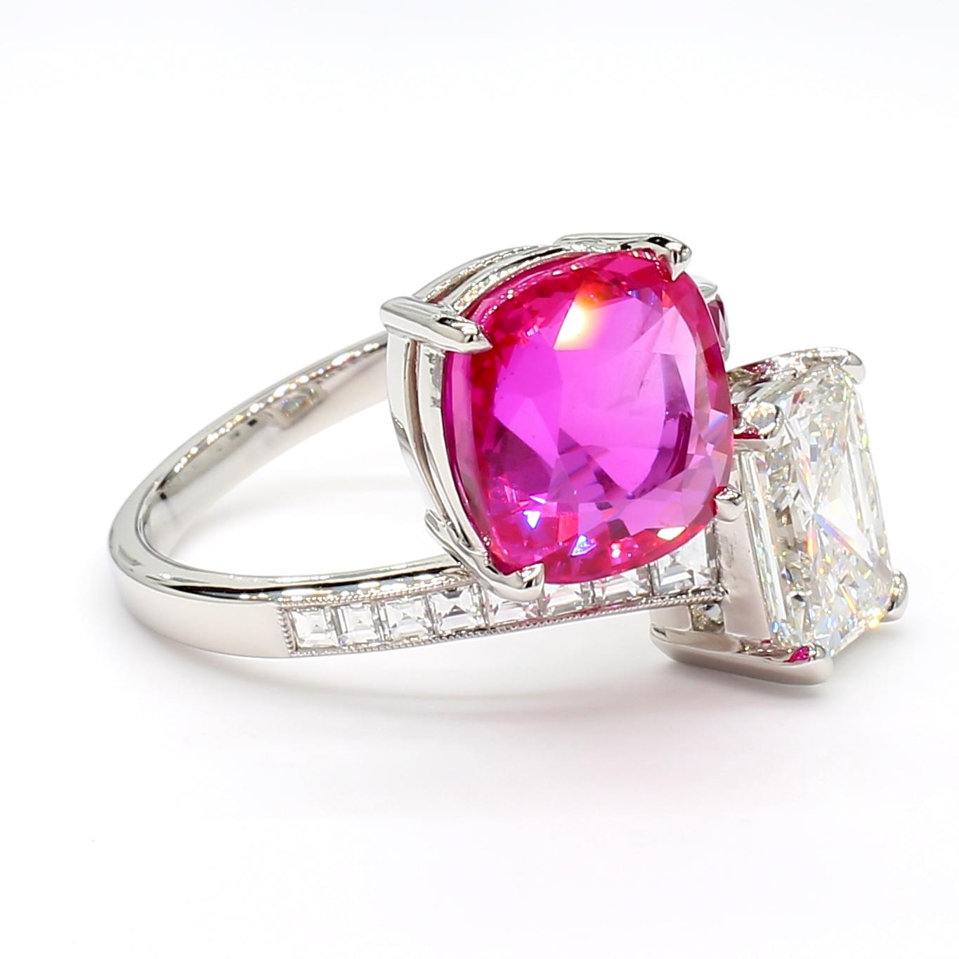 Pink Sapphire Ruby Diamond Ring