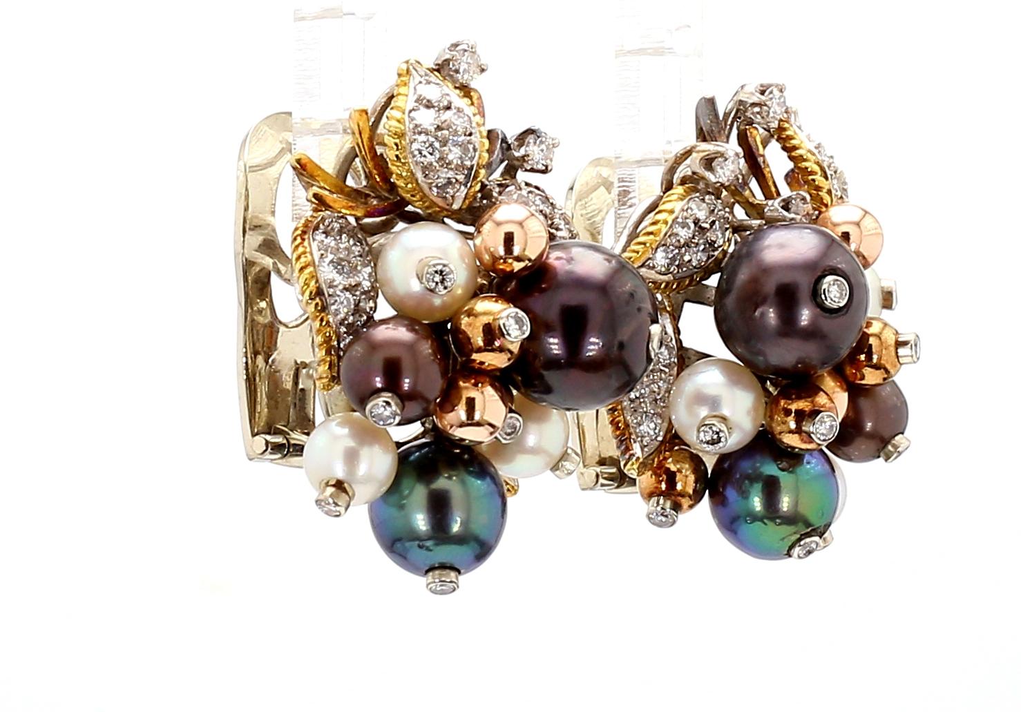 Multicolored Pearl Austrian Art Deco Pearl Earing