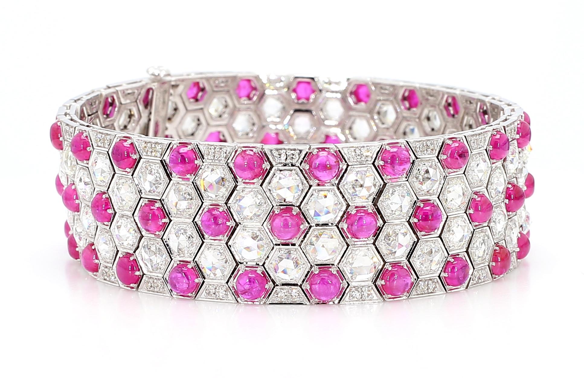 17.7ct Rubies &amp; 11.26ct Diamonds Honeycomb Design