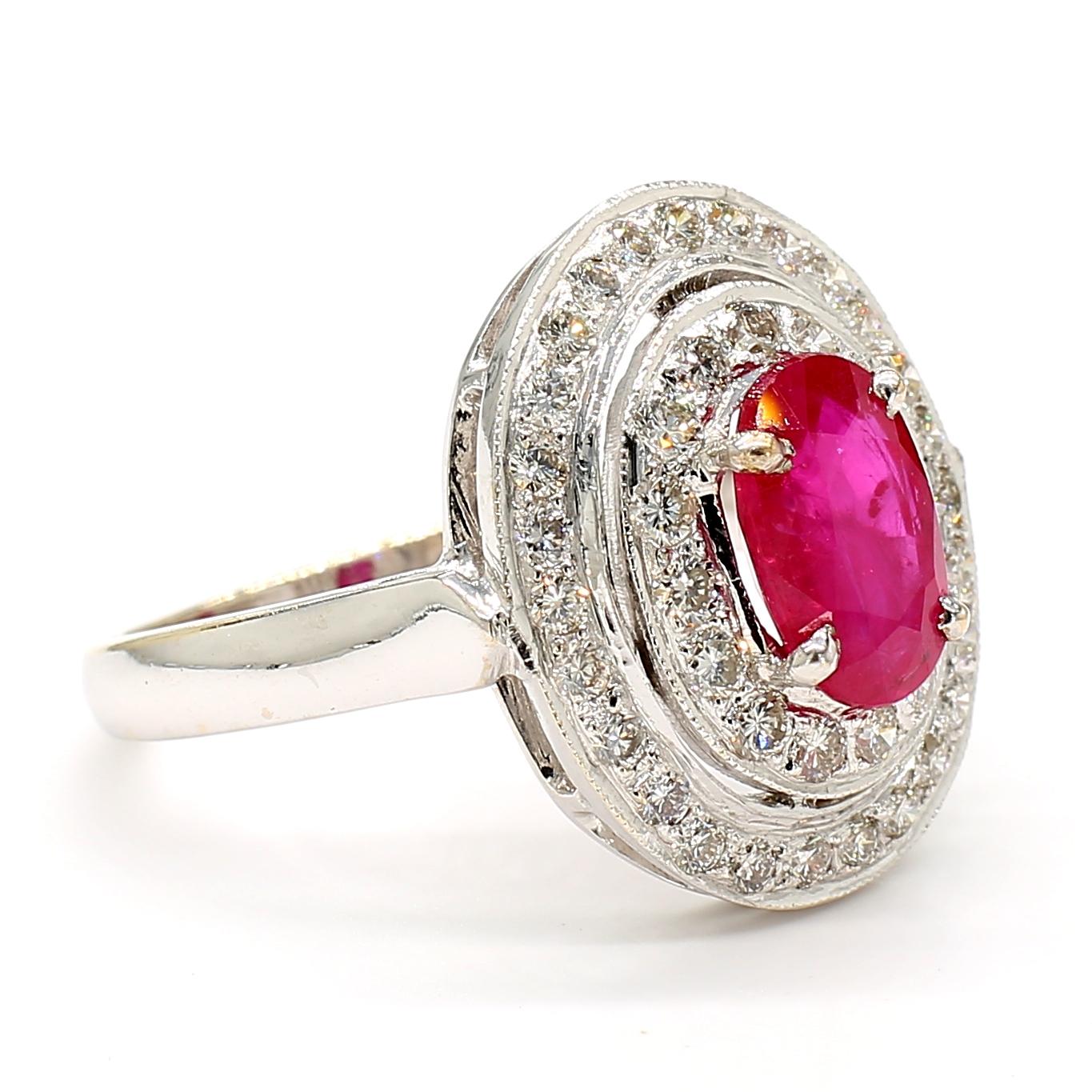 Ruby and Diamond Halo Ring