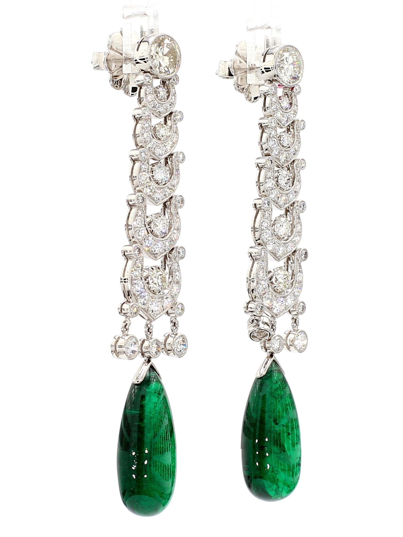26 Carat Natural Certified Zambian Emerald Earrings