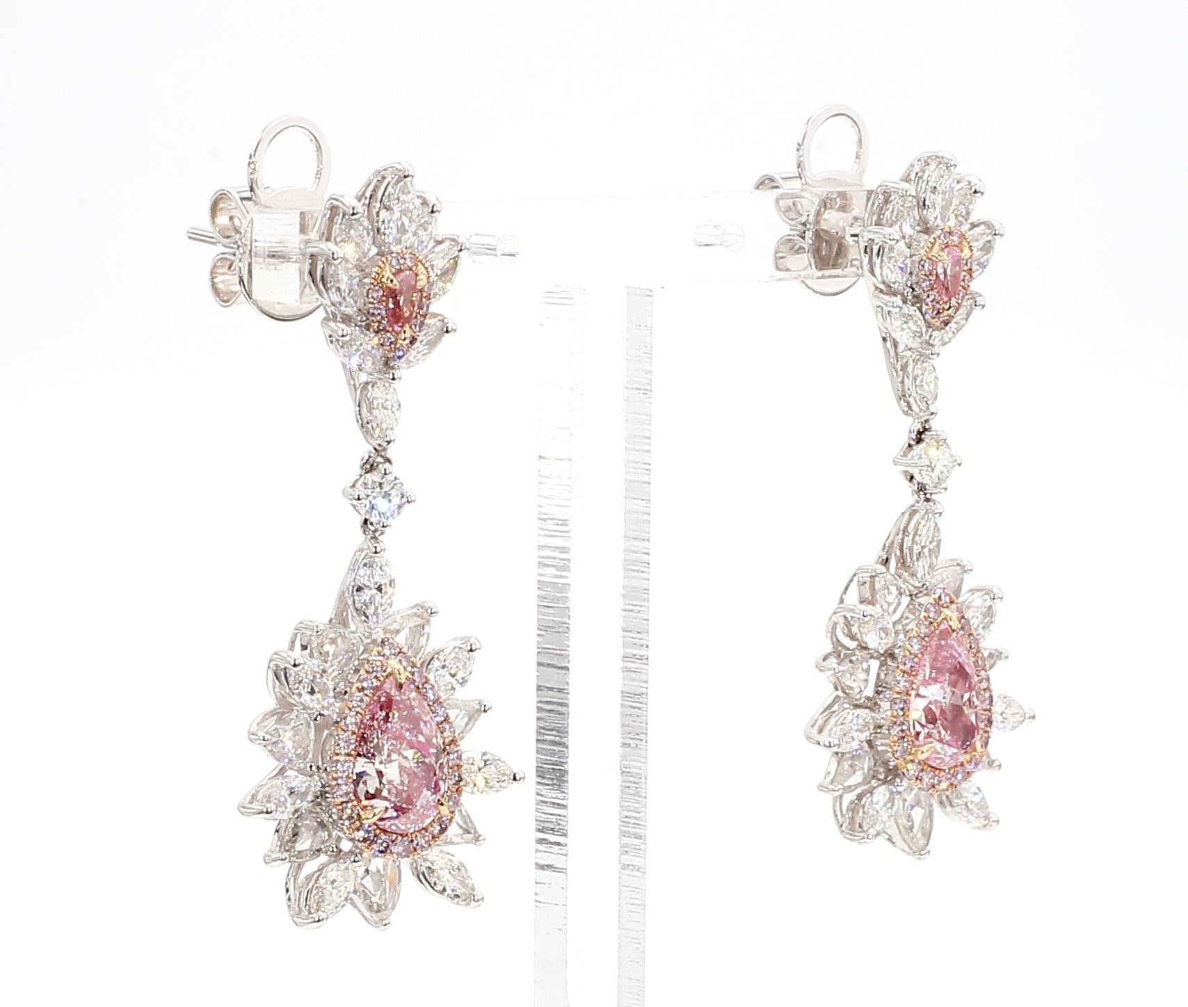 5.7 Carat Fancy Pinkish Brown Diamond Earrings in 18K Gold