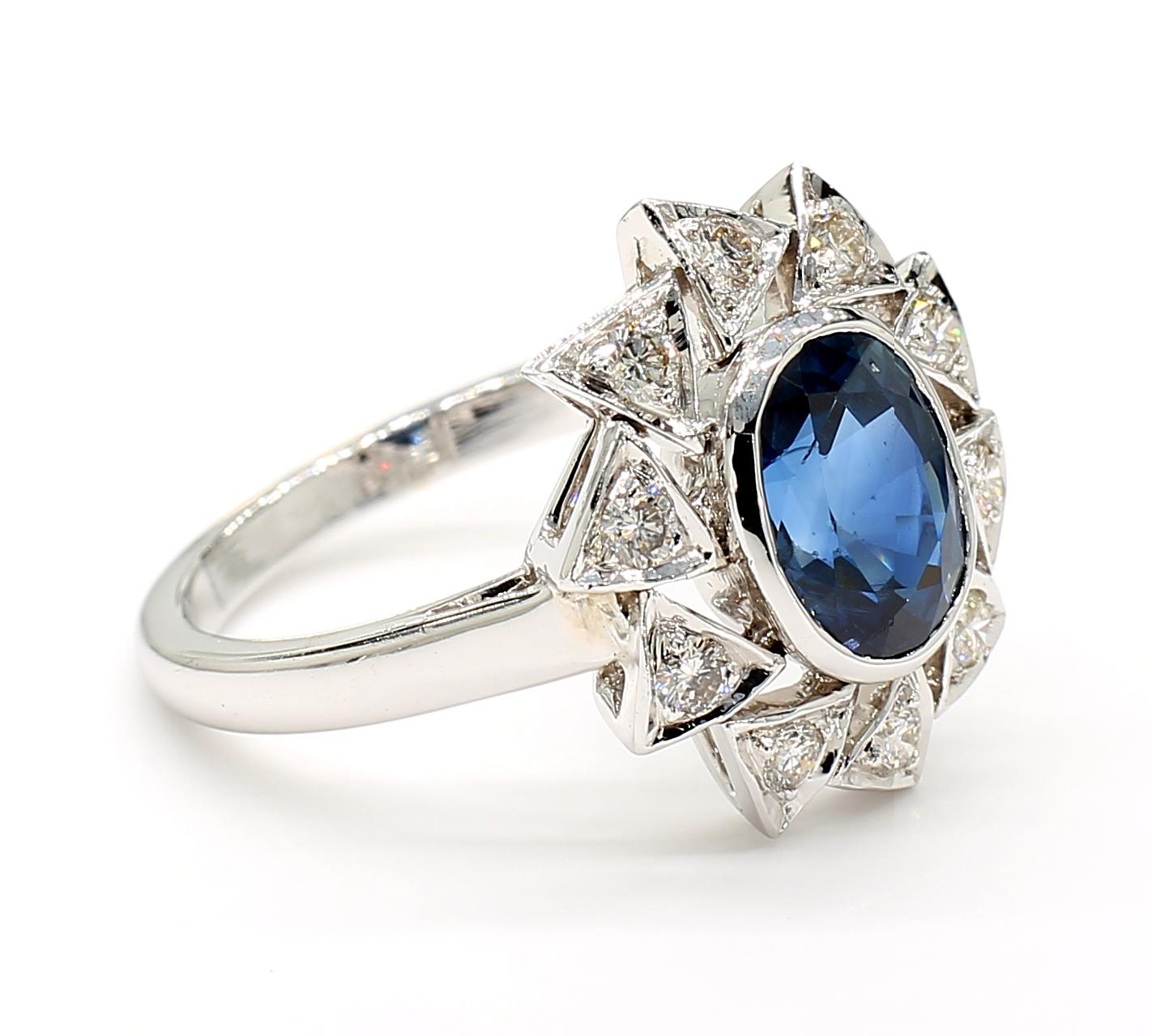 Blue Sapphire and Diamond Ring