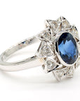 Blue Sapphire and Diamond Ring