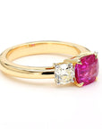 1.6-Carat Ruby & Diamond Ring in 18K Gold with Princess Cut