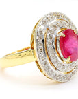 Ruby and Diamond Halo 18K Gold Ring