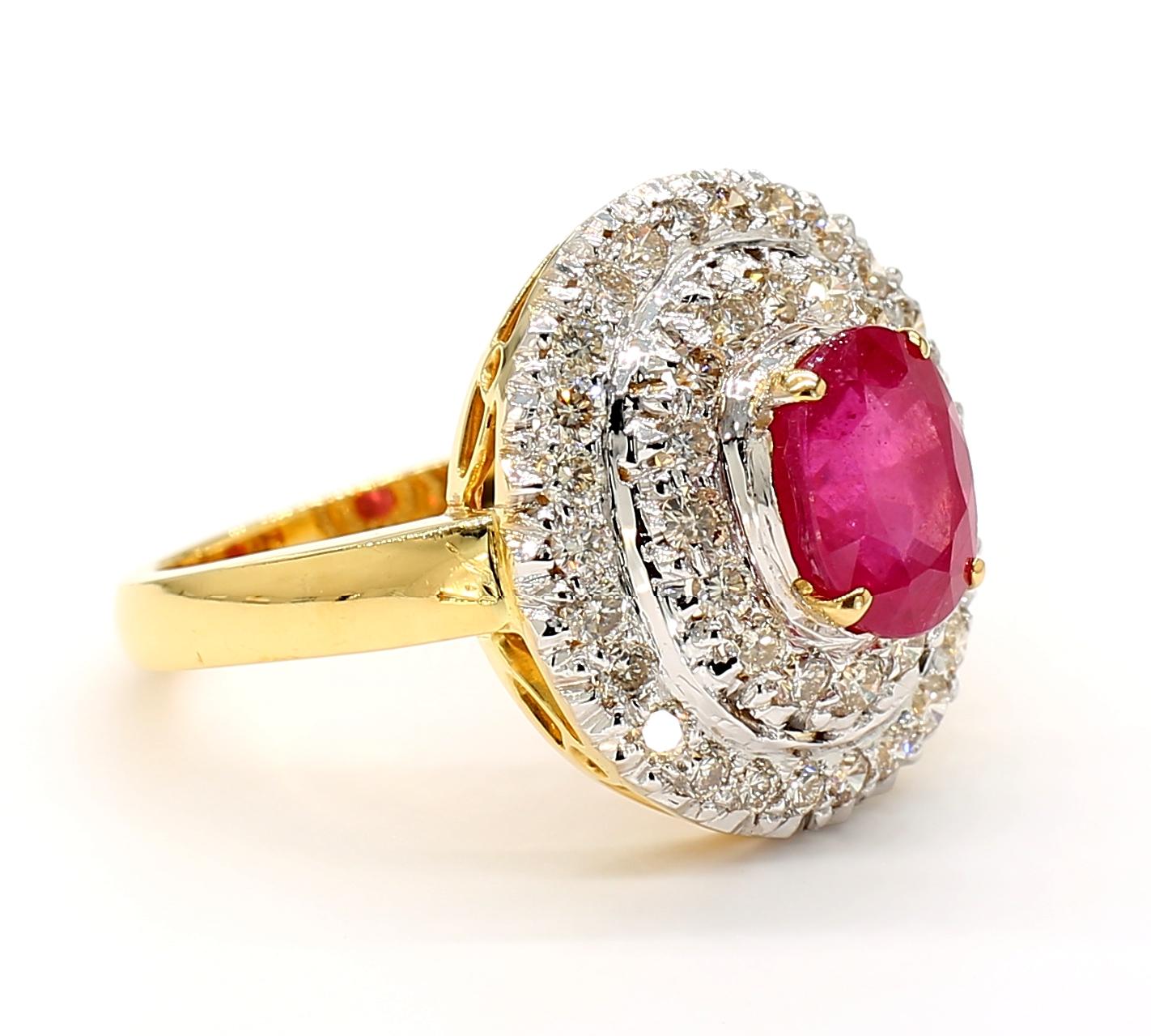 Ruby and Diamond Halo Ring