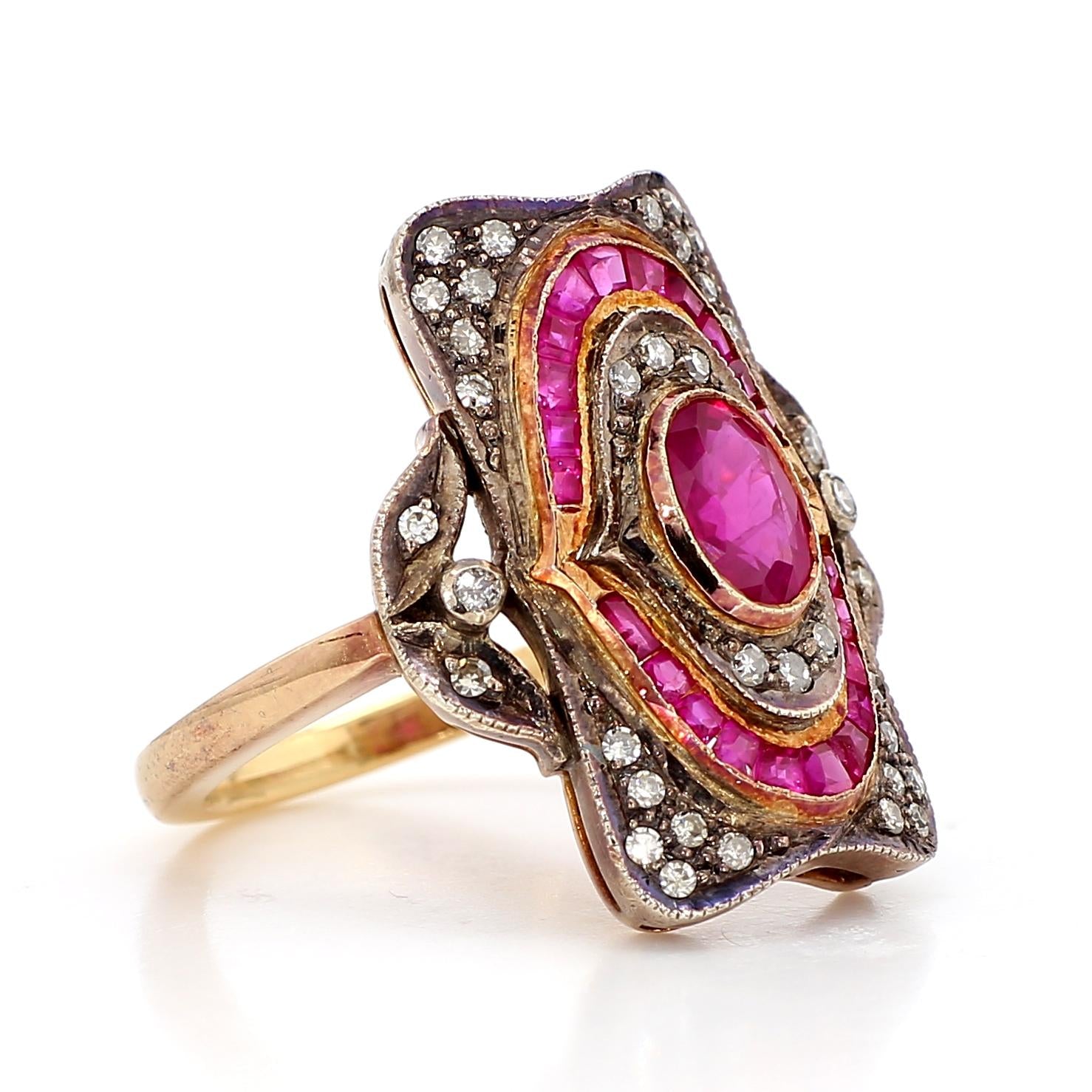 Ruby and Diamond Victorian Ring
