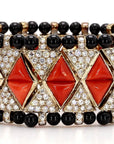 Coral Diamond Black Onyx Bracelet