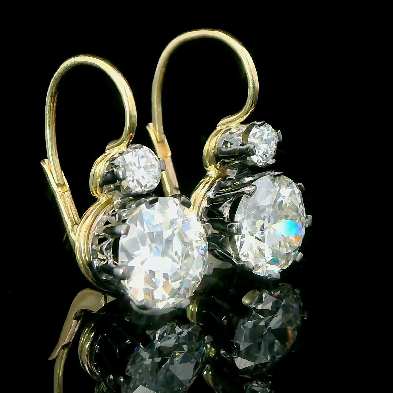 GIA Certified 6.02 Carat Diamond Art Deco Style Earrings