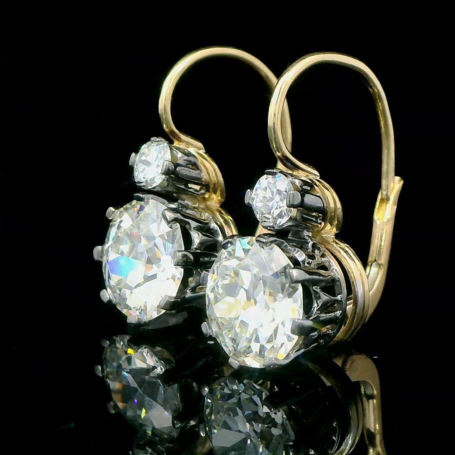 GIA Certified 6.02 Carat Diamond Art Deco Style Earrings