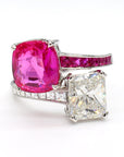 Pink Sapphire Ruby Diamond Ring