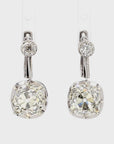Platinum Earrings with 8.53ct Old Mine-Cut Diamonds VS2 Clarity