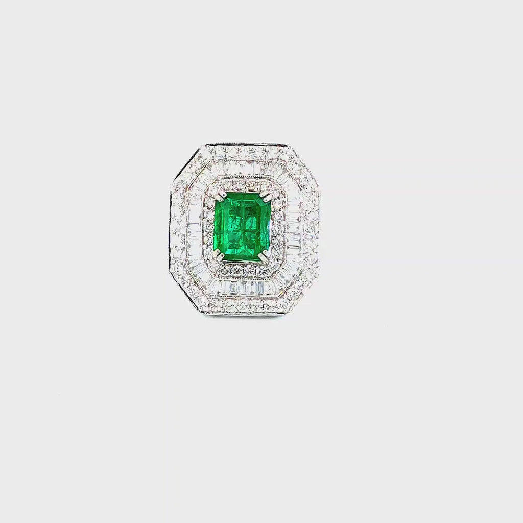 7.0-Carat Square Emerald Ring with Diamonds in 18k Gold
