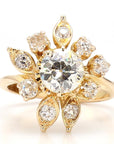 Vintage 1.4 Carat Diamond Ring in 18k Gold Floral Design