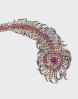 Edwardiand Diamond Feather Brooch with 2.61ct Pear Ruby & 5.61ct Diamonds
