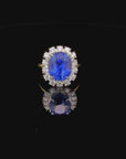 10.21 Carat Natural Blue Ceylon Sapphire Ring and Diamond Ring