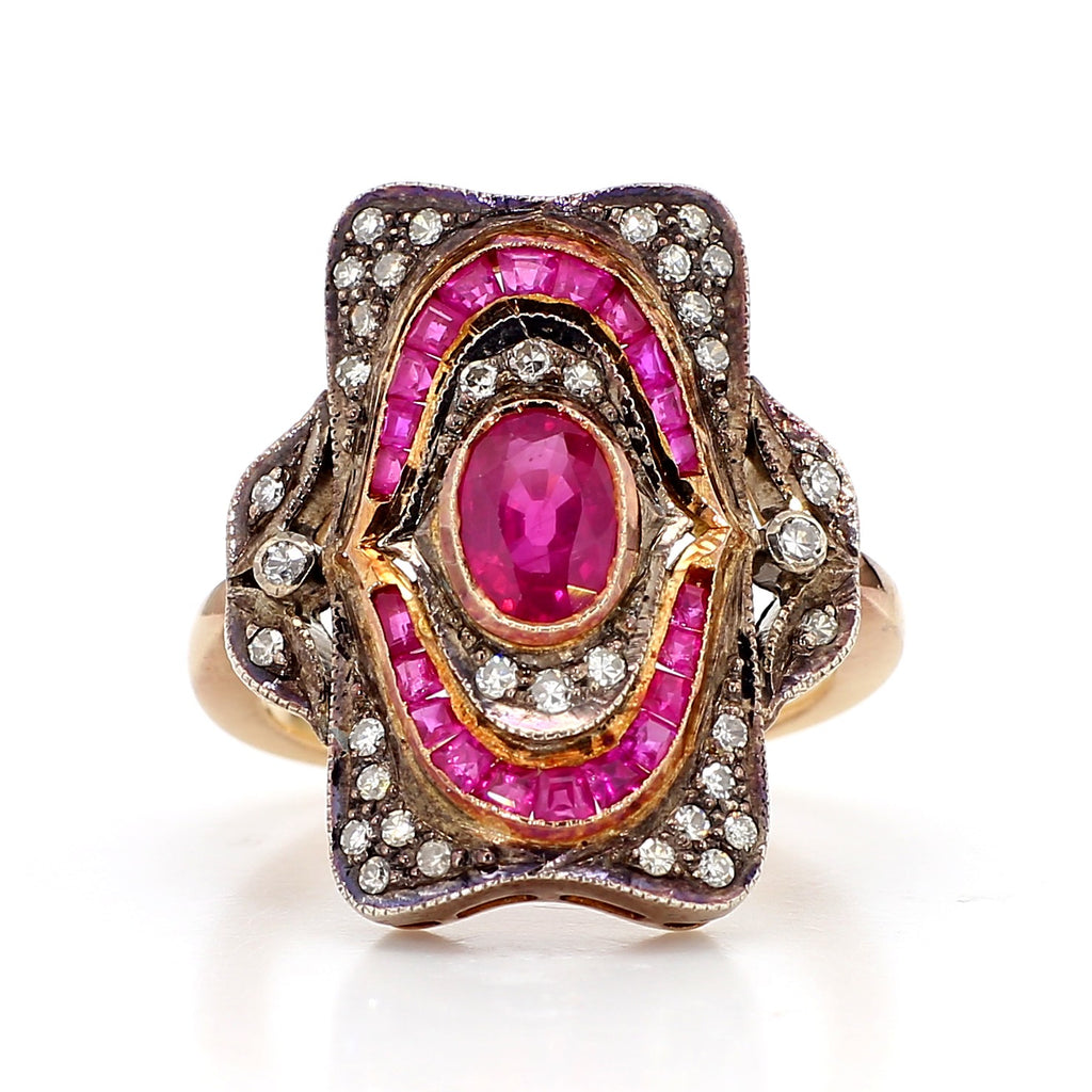 Ruby and Diamond Victorian Ring